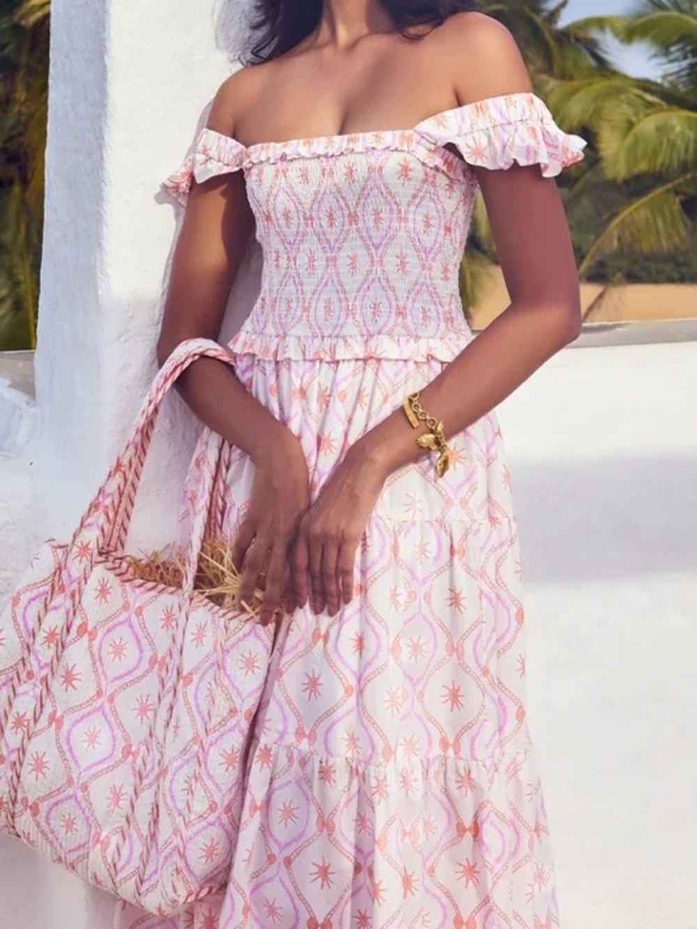 Beyond by Vera Mia Midi Dress in Treasures Coral Medium